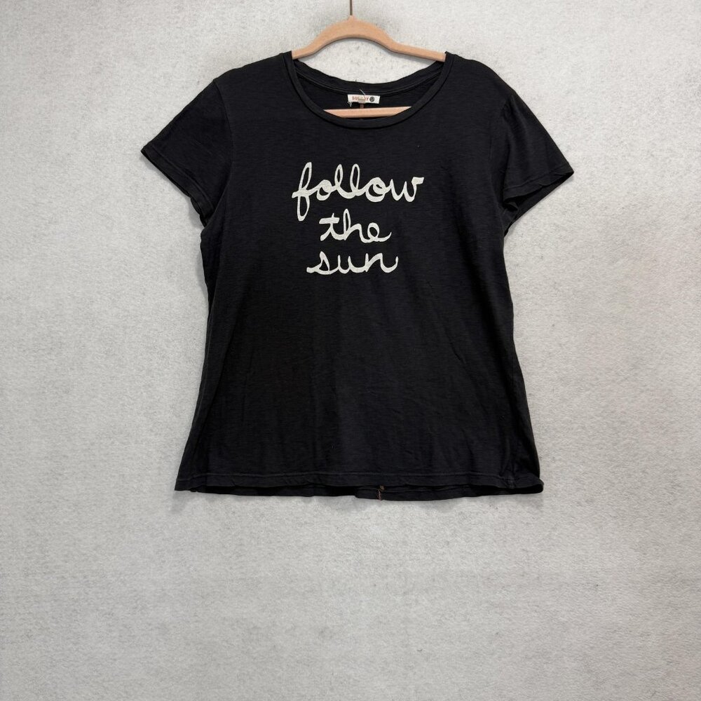Sundry Shirt Womens 2 Black Follow The Sun Graphic Crew Neck Tee Top Pima Cotton